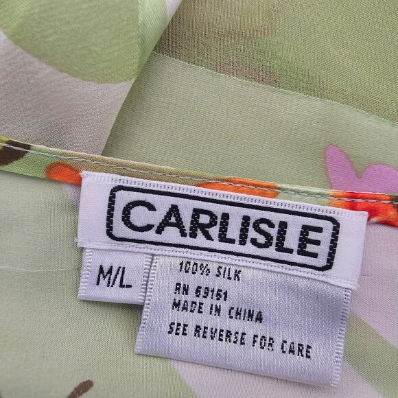 Vintage Y2K Carlisle M L Silk Green Butterfly Poncho Scarf Asymmetric FairyCore - Picture 5 of 5